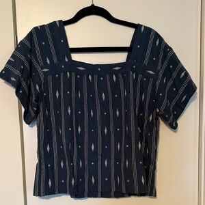 Elegant Navy Women's Blouse with Pattern